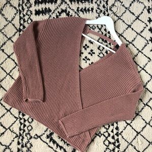 Moon & Madison Mauve Deep V Wrap Sweater